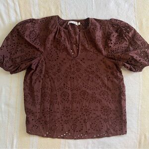bishop + young Brown Eyelet Blouse